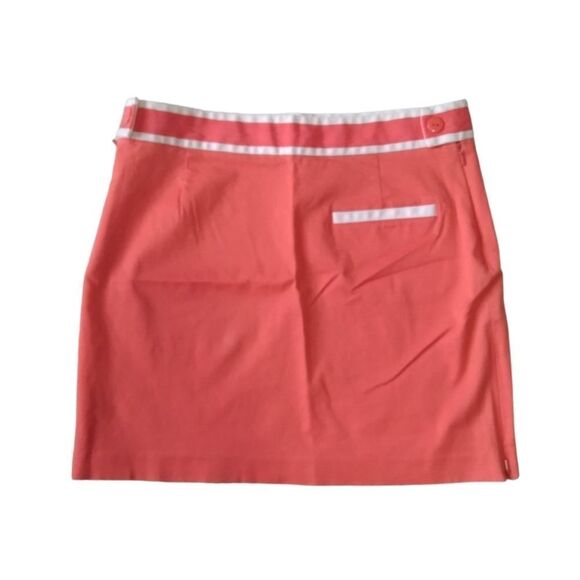 Birdie Peachy Orange and White Mid Rise Mini Length Golf Skirt Women's Size 8 - Picture 2 of 16